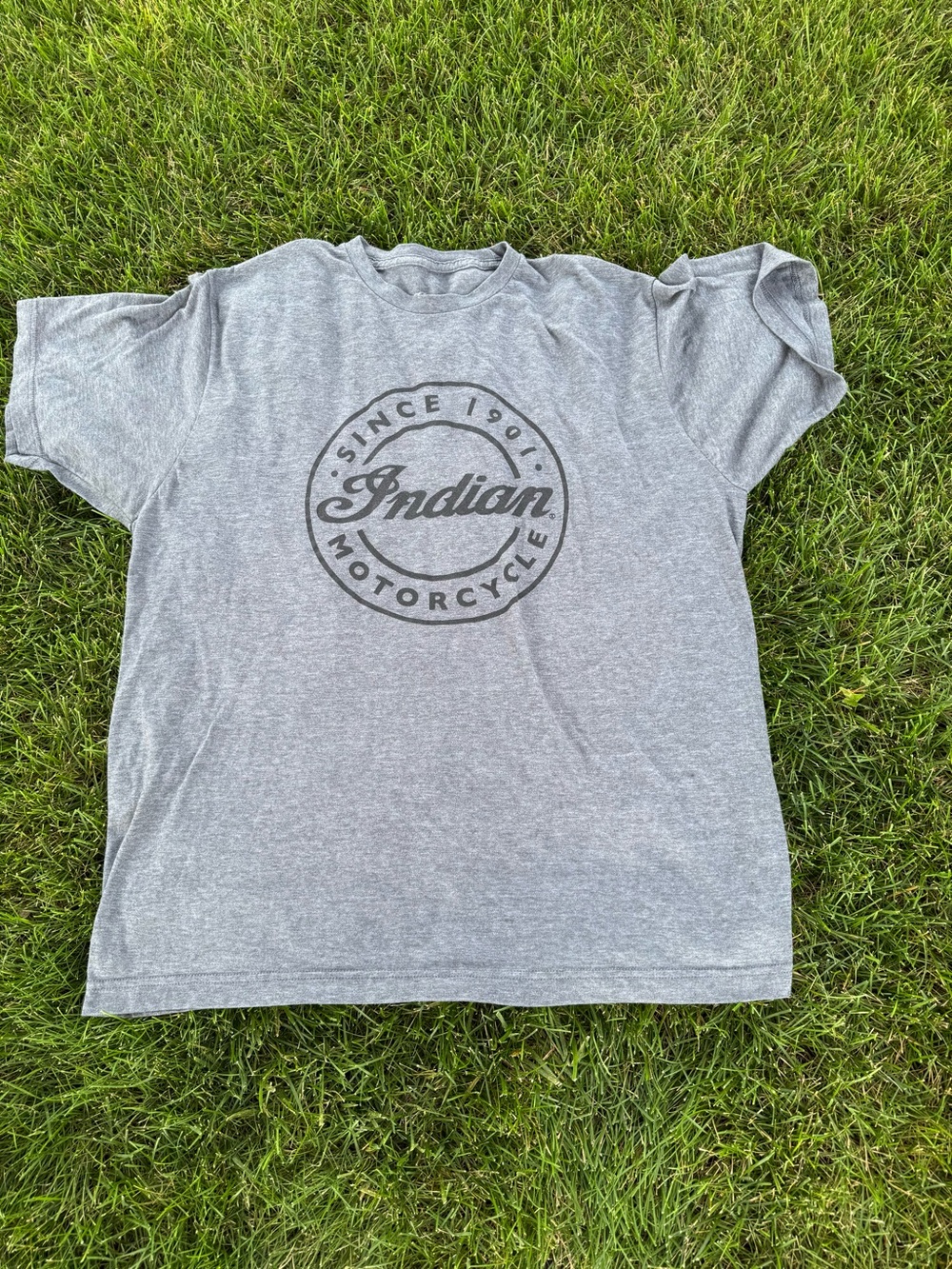 Indian Motorcycle Men's Gray Graphic Logo Crew Neck Short Sleeve Tee Shirt XL